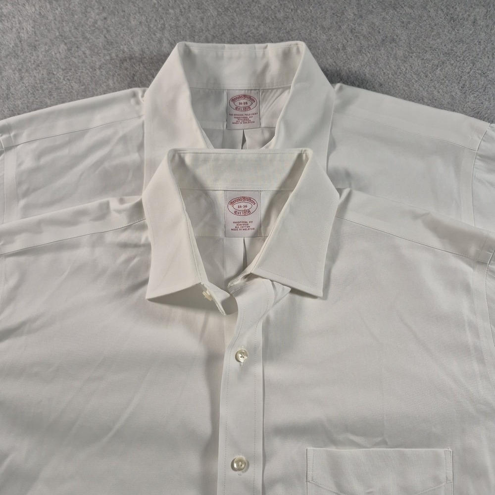 Lot Of 2 Brooks Brothers Traditional Fit Shirt Mens 16 36 White Button Down